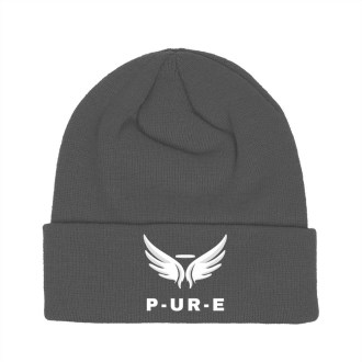 P-UR-E Organic Beanie White Logo