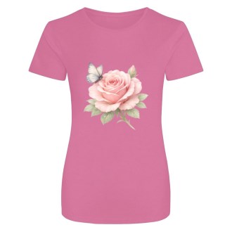 Butterfly and Rose Ladies T-shirt