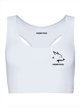 Ladies Racer Back Sports Bra Black Logo