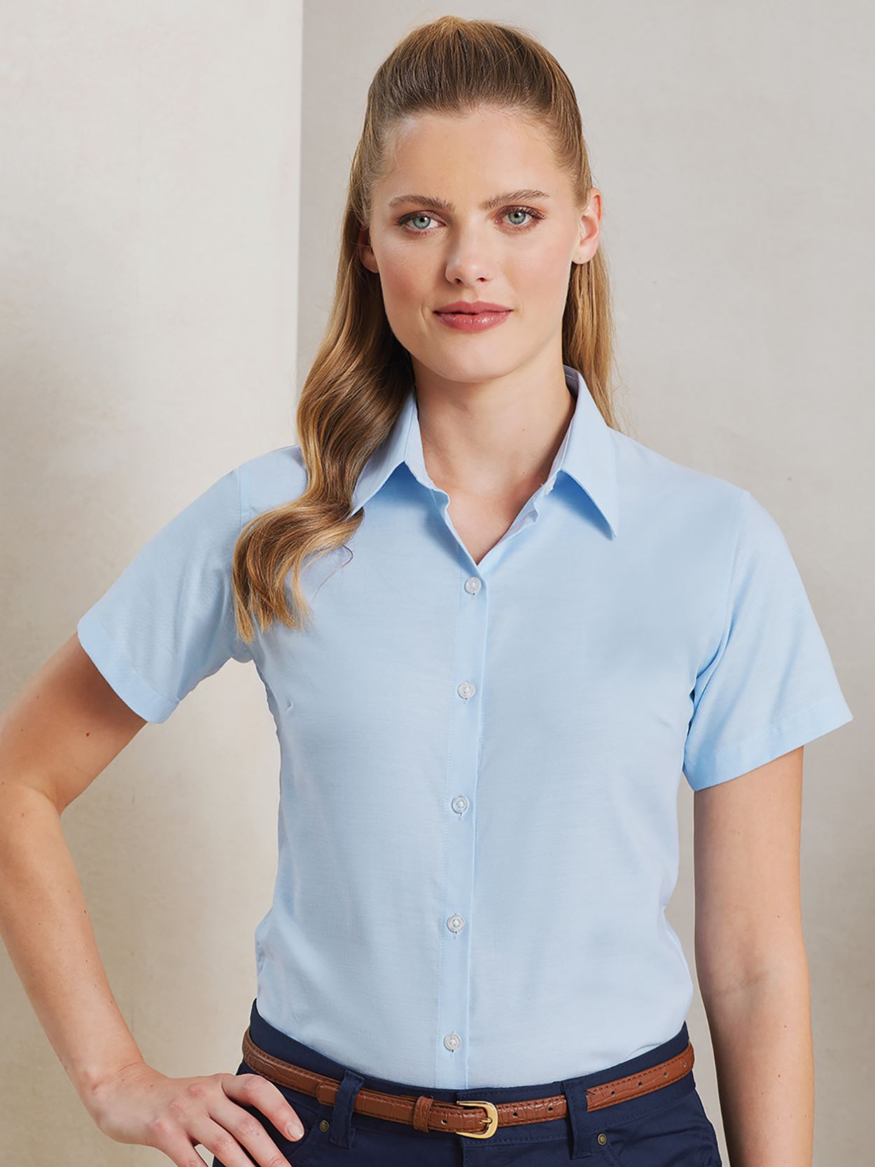 PR336 Women's Signature Oxford Short Sleeve Shirt Image 2