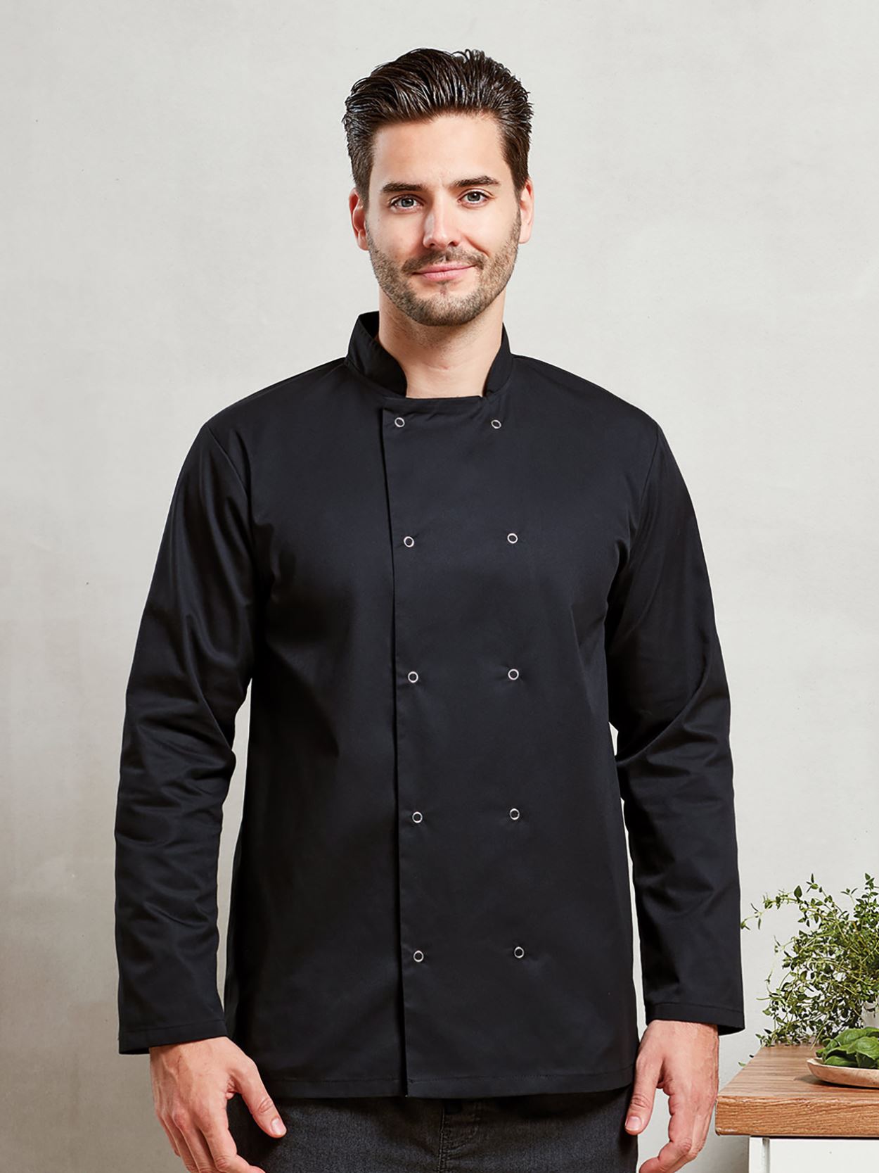 PR665 Studded Front Long Sleeve Chef's Jacket Image 1
