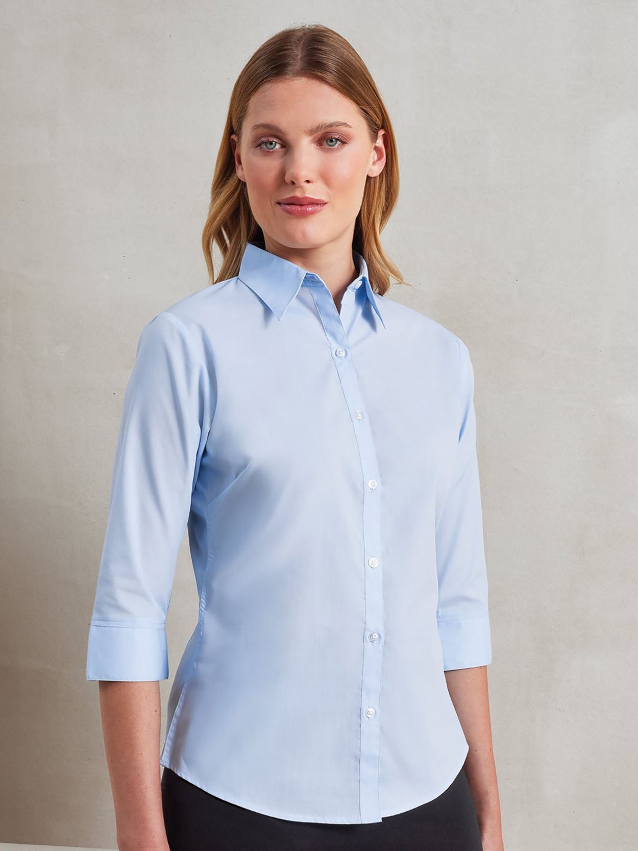 PR305 Women's ¾ Sleeve Poplin Blouse Image 2