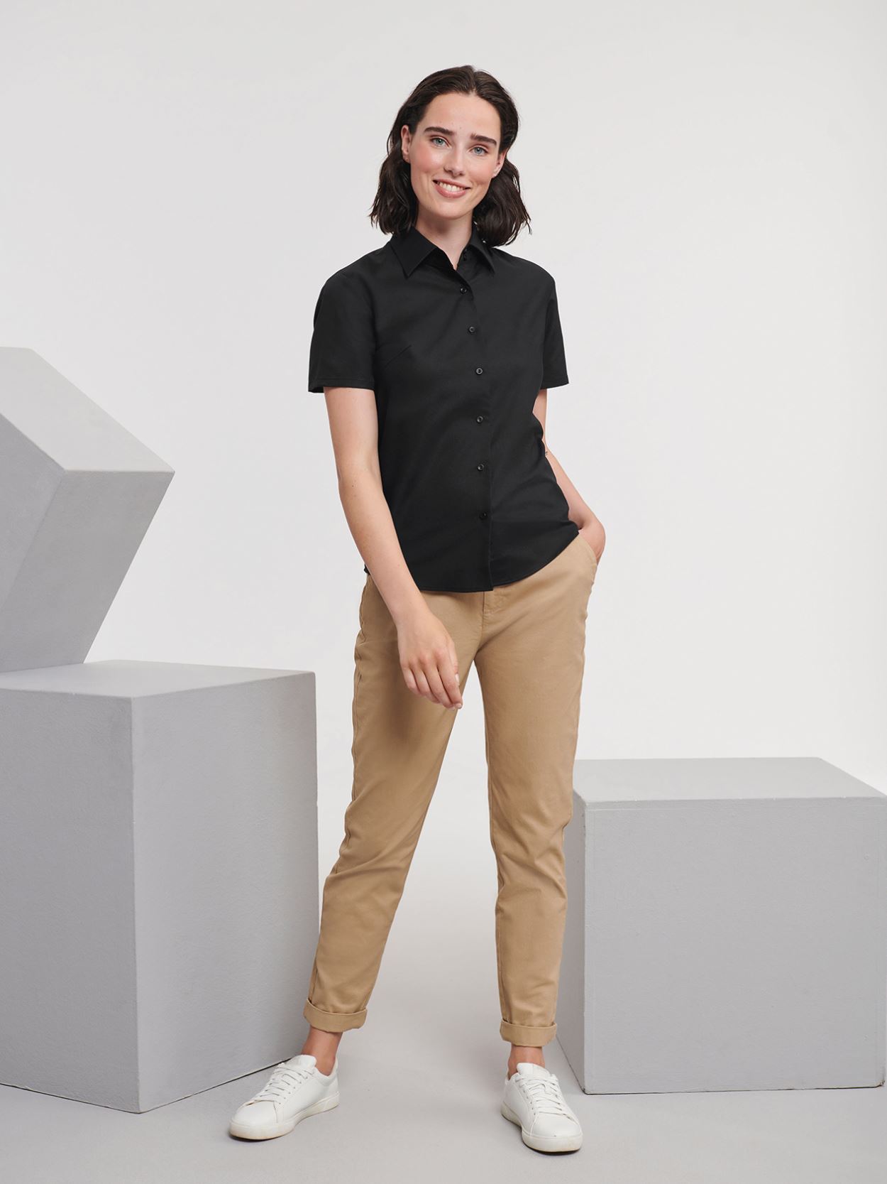 933F Ladies' Short Sleeve Easy Care Oxford Shirt Image 1