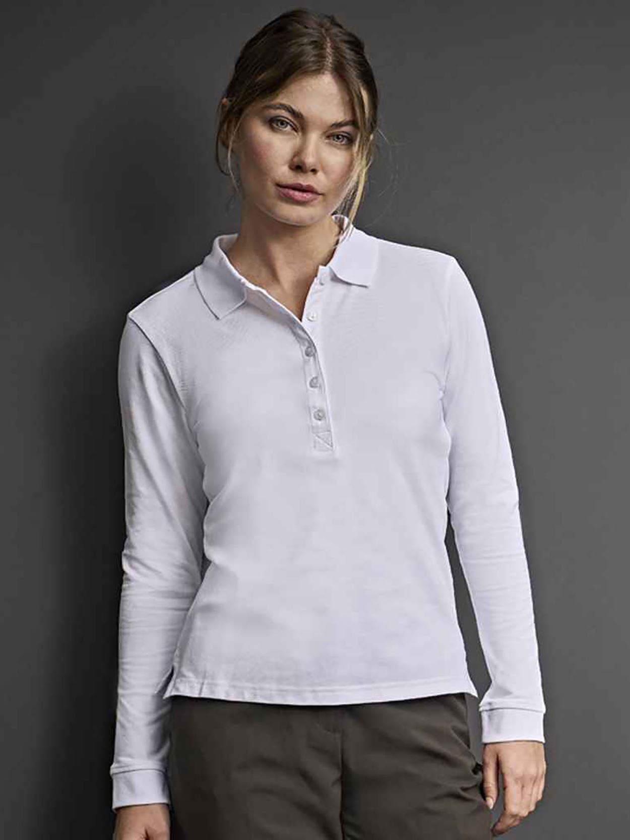 TJ146 Tee Jays Ladies Luxury Stretch L/S Polo Image 1