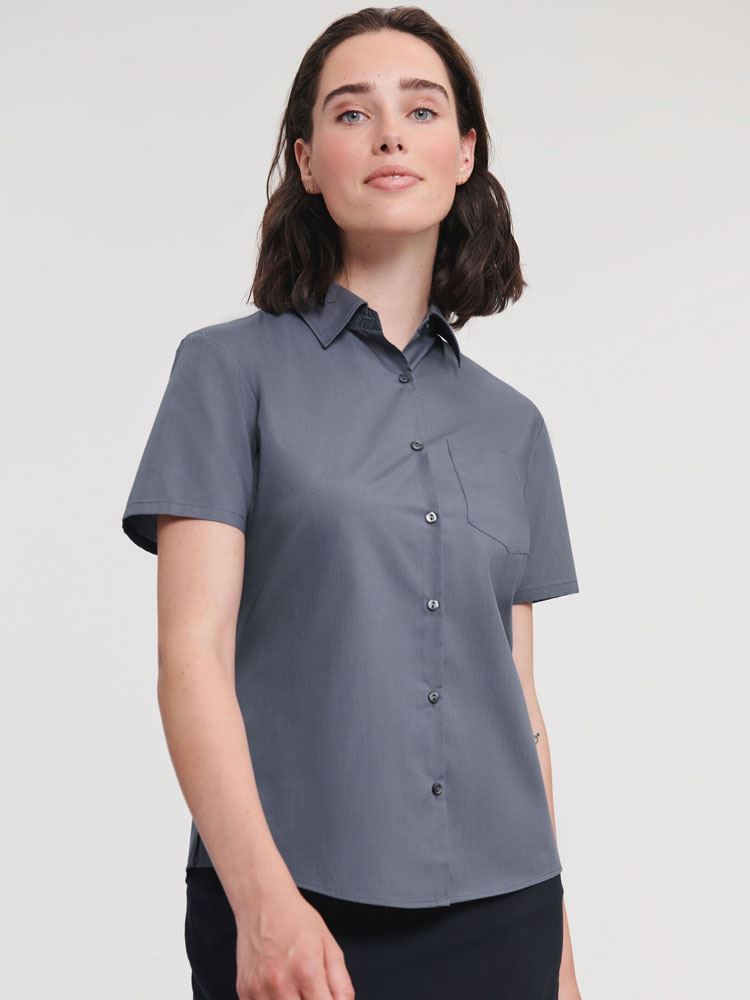 935F Ladies' Short Sleeve Polycotton Easy Care Poplin Shirt Image 1