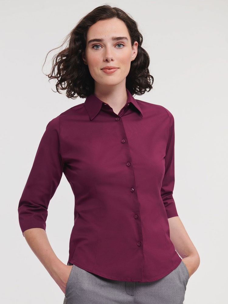 946F Ladies' 3/4 Sleeve Easy Care Fitted Shirt Image 1