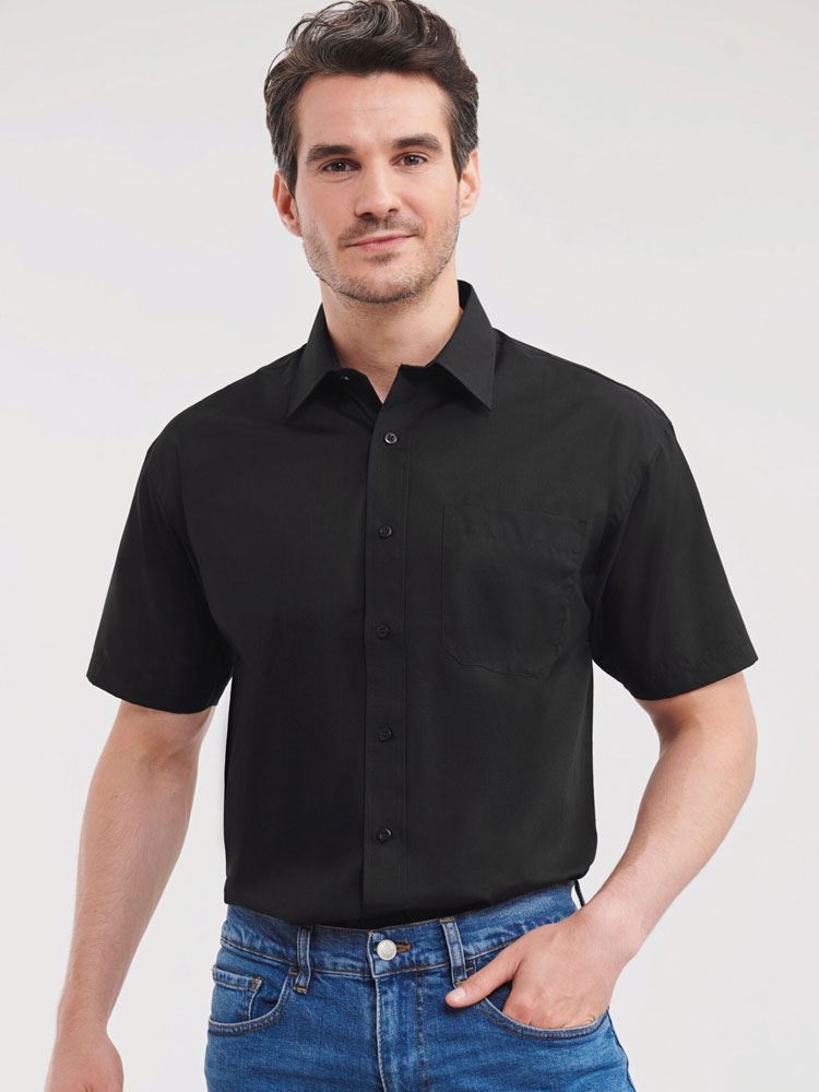 935M Men's Short Sleeve Polycotton Easy Care Poplin Shirt Image 1