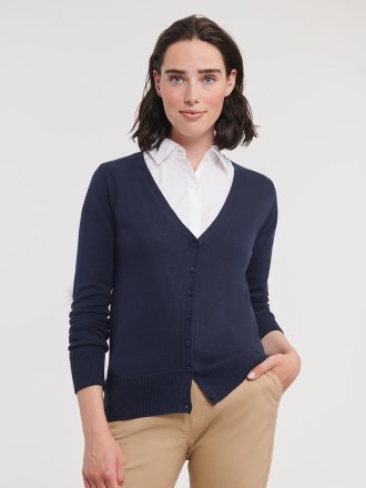 715F Ladies' V Neck Knitted Cardigan