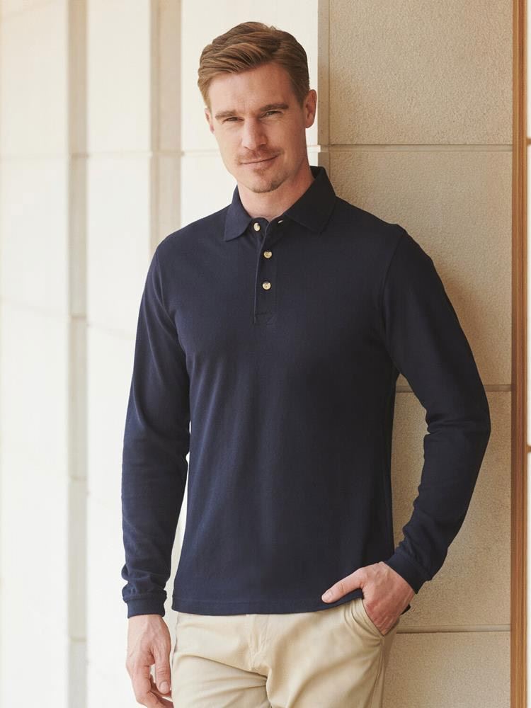 H105 Long Sleeve Cotton Polo Image 1