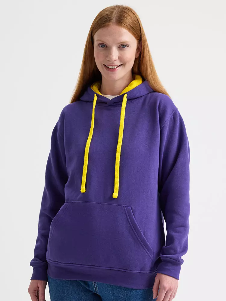 Uneek UC507 Contrast Hoodie - 300 GSM Brushed Comfort, Double Hood & Lycra Cuffs - View #5