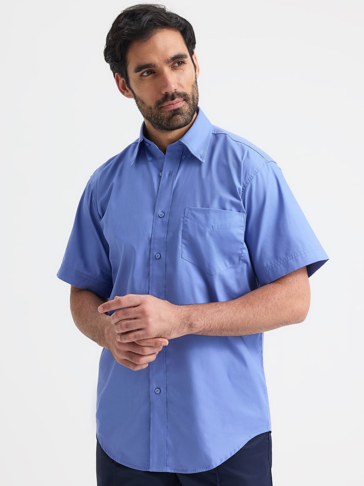 UC702 Mens Pinpoint Oxford Half Sleeve Shirt Image 1