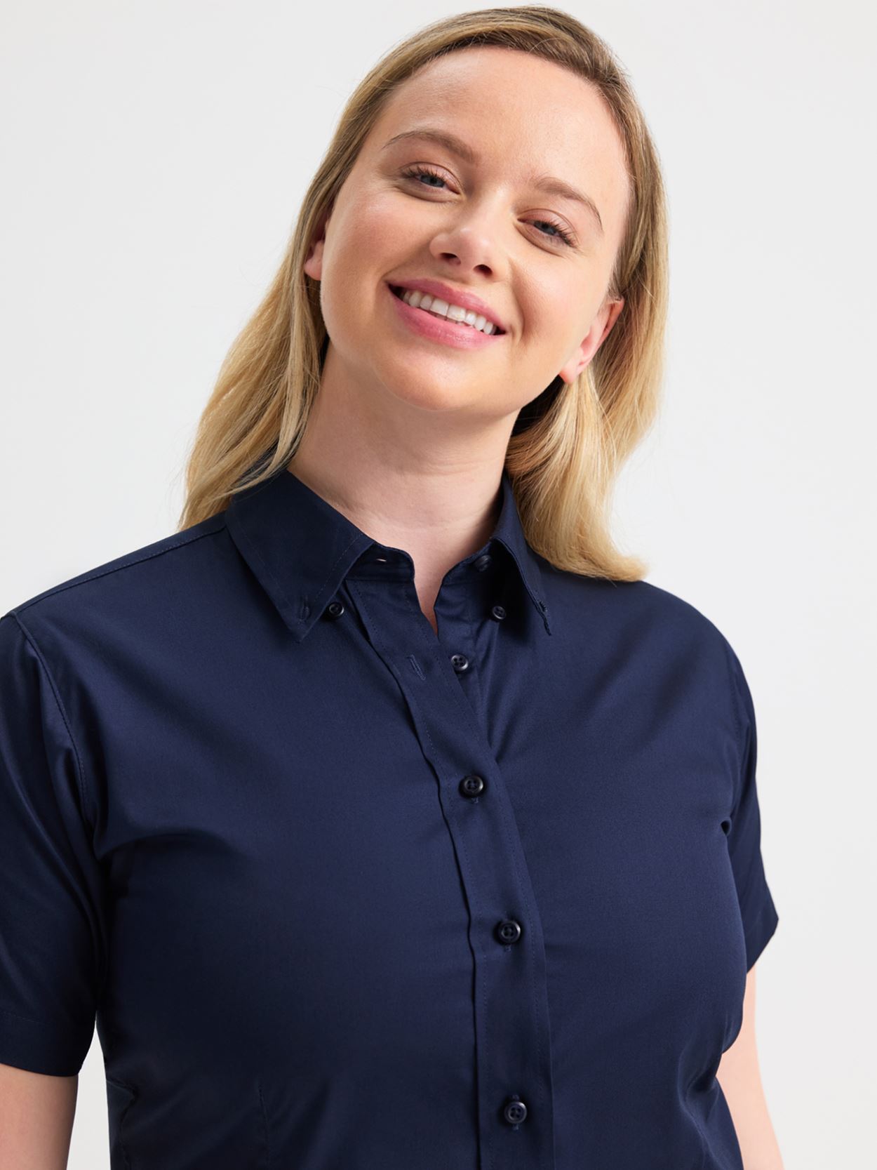 UC704 Ladies Pinpoint Oxford Half Sleeve Shirt Image 2