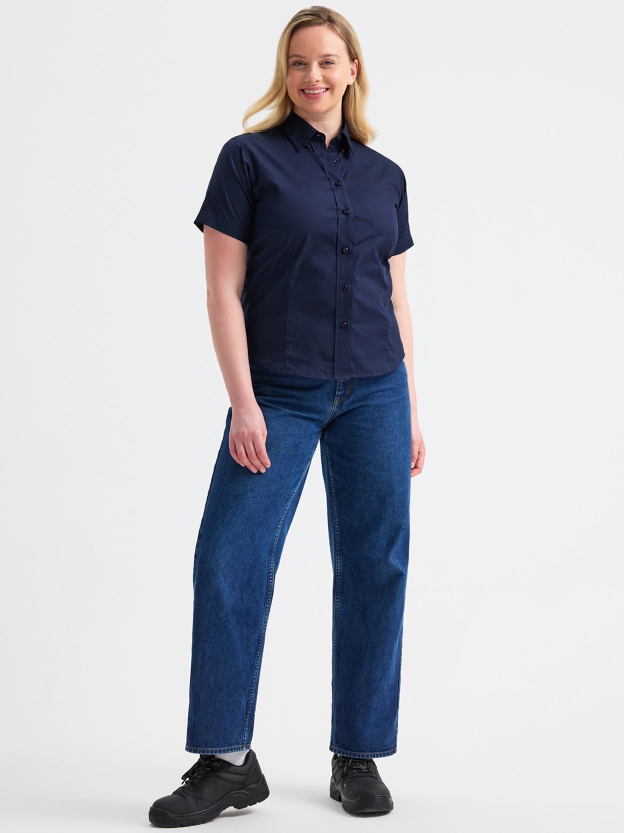 UC704 Ladies Pinpoint Oxford Half Sleeve Shirt Image 1