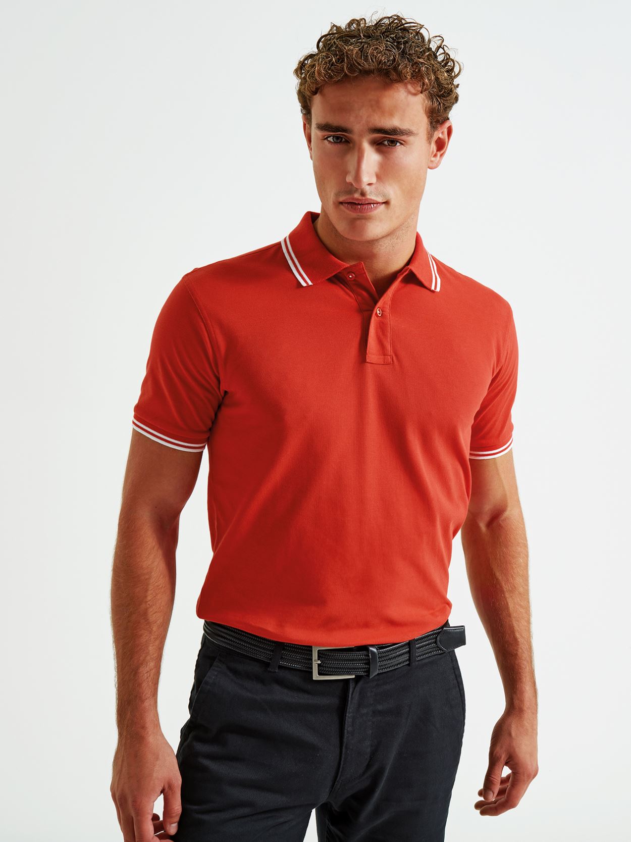 AQ011 Mens Classic Fit Tipped Polo Image 2