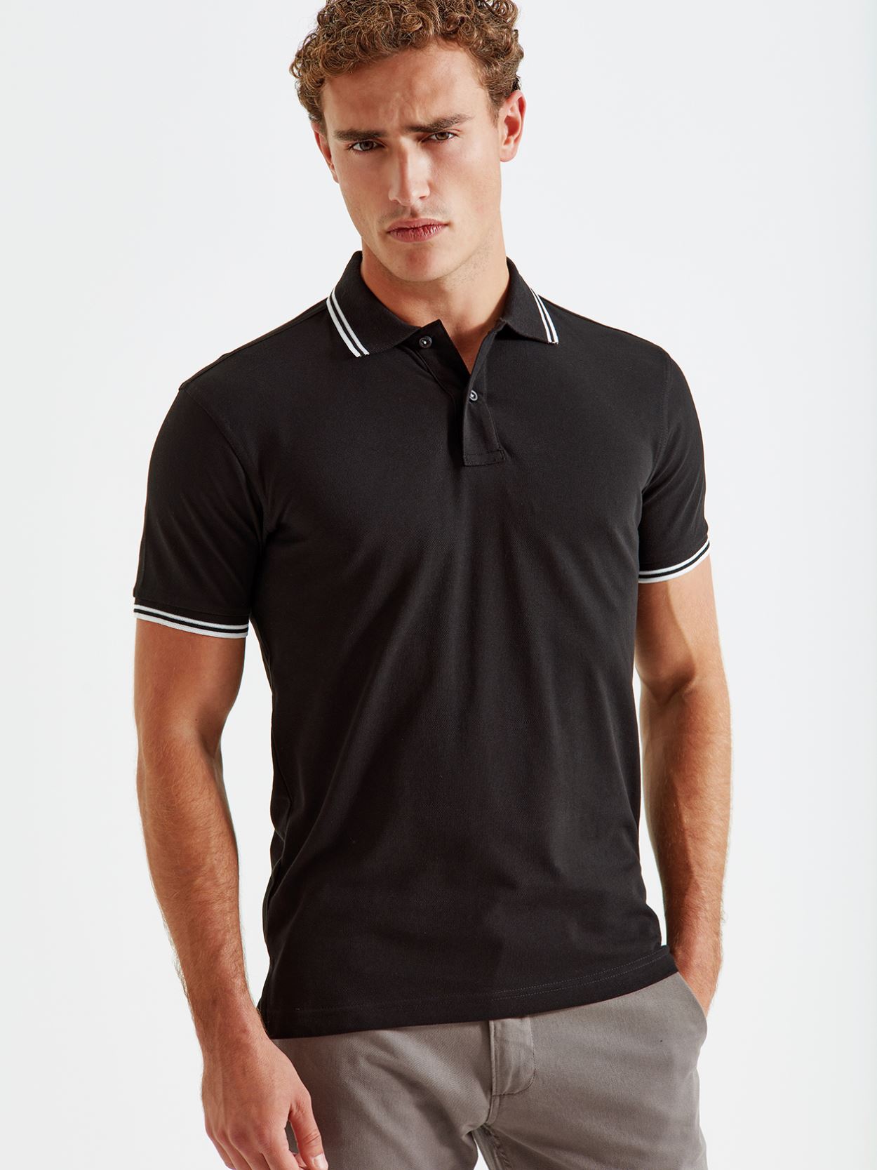 AQ011 Mens Classic Fit Tipped Polo Image 1