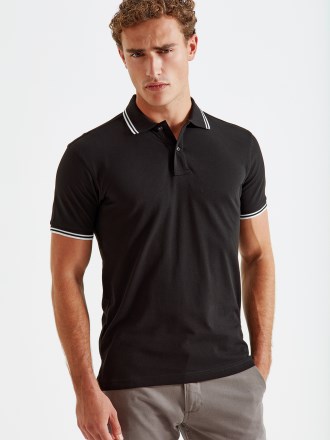 AQ011 Mens Classic Fit Tipped Polo