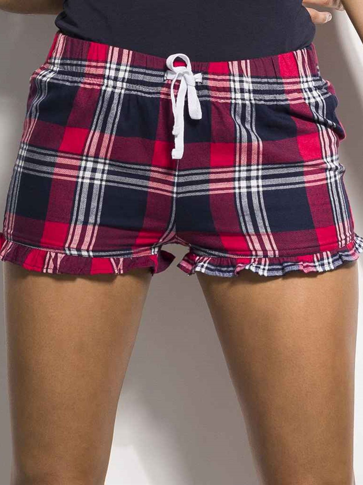 SK82 SF Ladies Tartan Frill Shorts Image 1