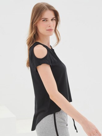 ST233 SK233 Ladies Drop Tail Shoulder Detail T-Shirt