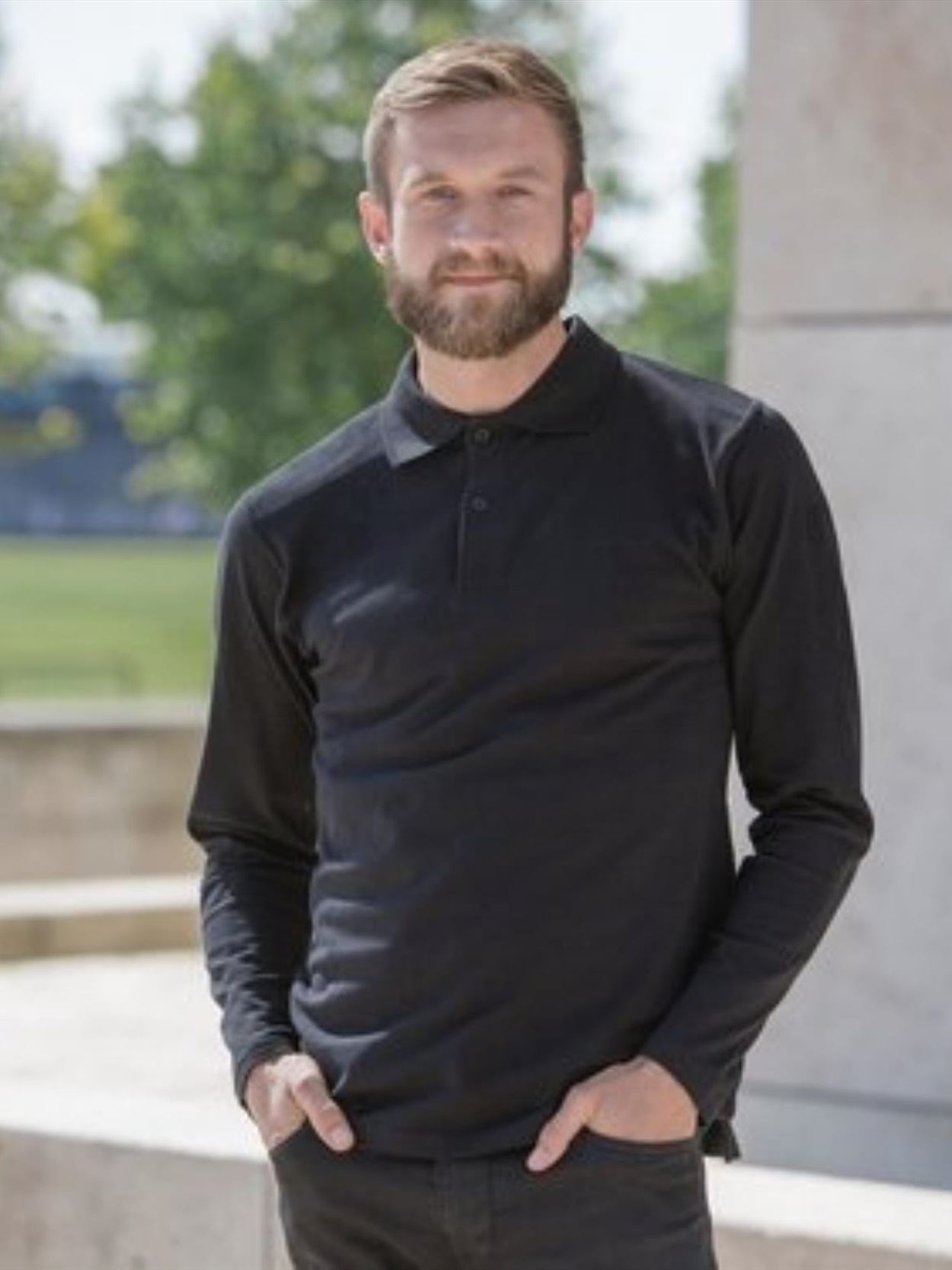 020200 Mens Long Sleeve Polo Image 1