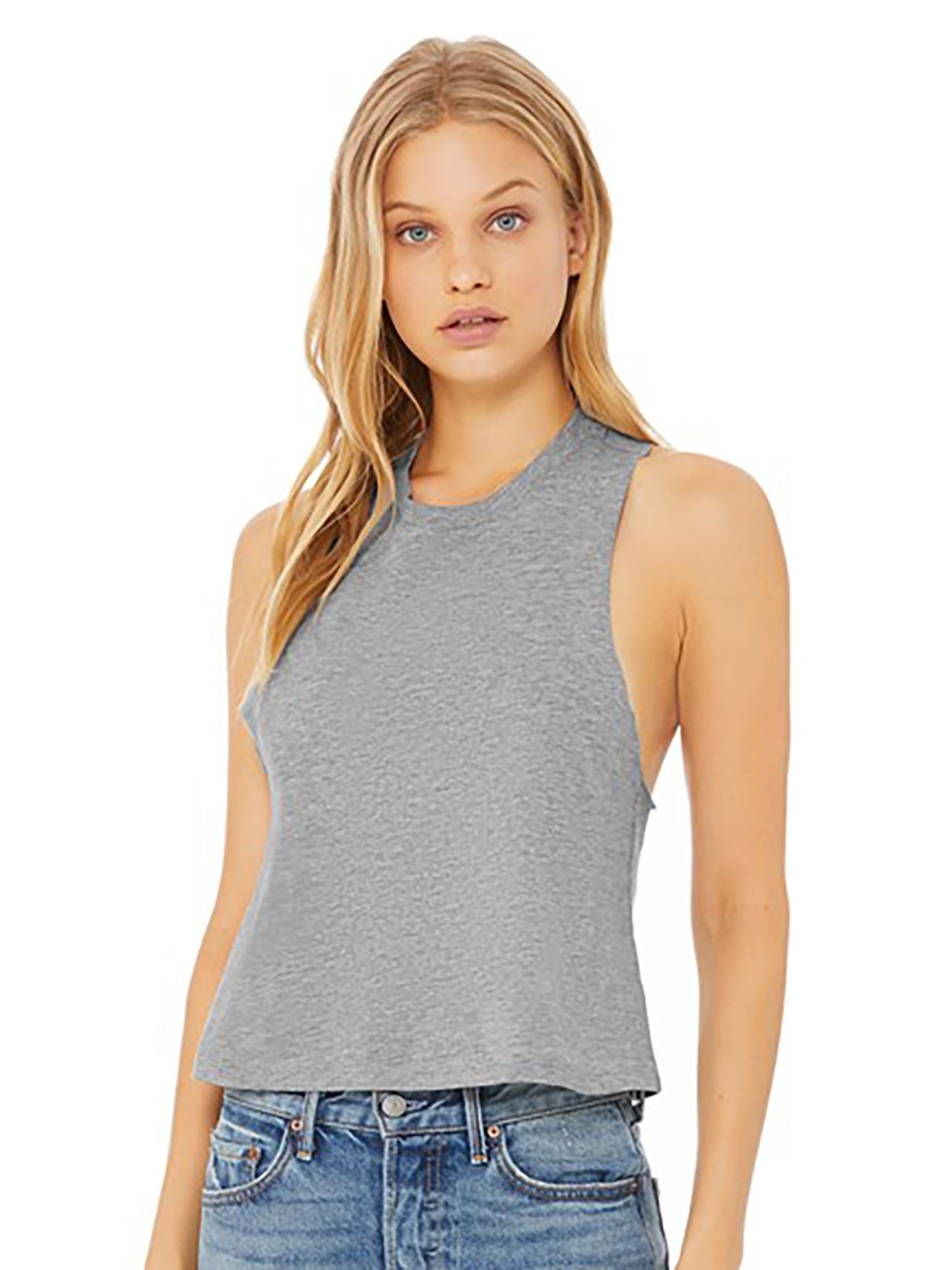 BL6682 Bella Ladies Racer Back Cropped Tank Top Image 2