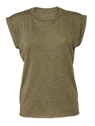 BE8804 Women's Flowy Muscle Tee with Rolled Cuff