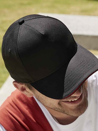 B825C EarthAware® Classic Organic Cotton 5 Panel Sandwich Peak Cap