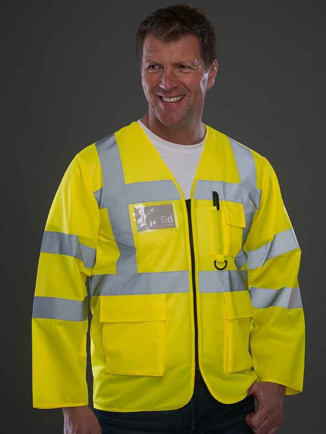 YK108 HVJ800 Hi-Vis Executive Long Sleeve Waistcoat Image 1