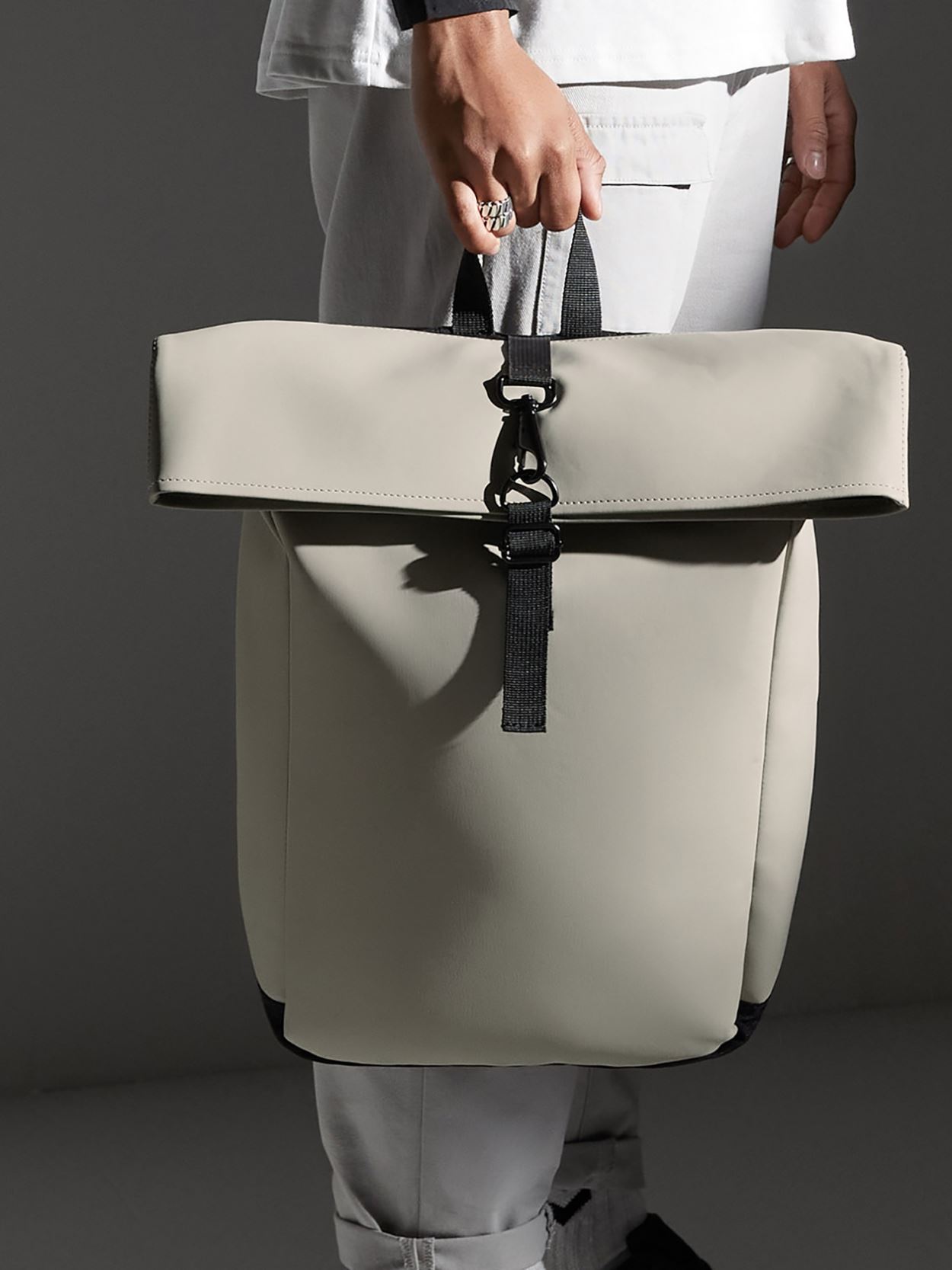 BG335 Matte PU Roll Top Backpack Image 3