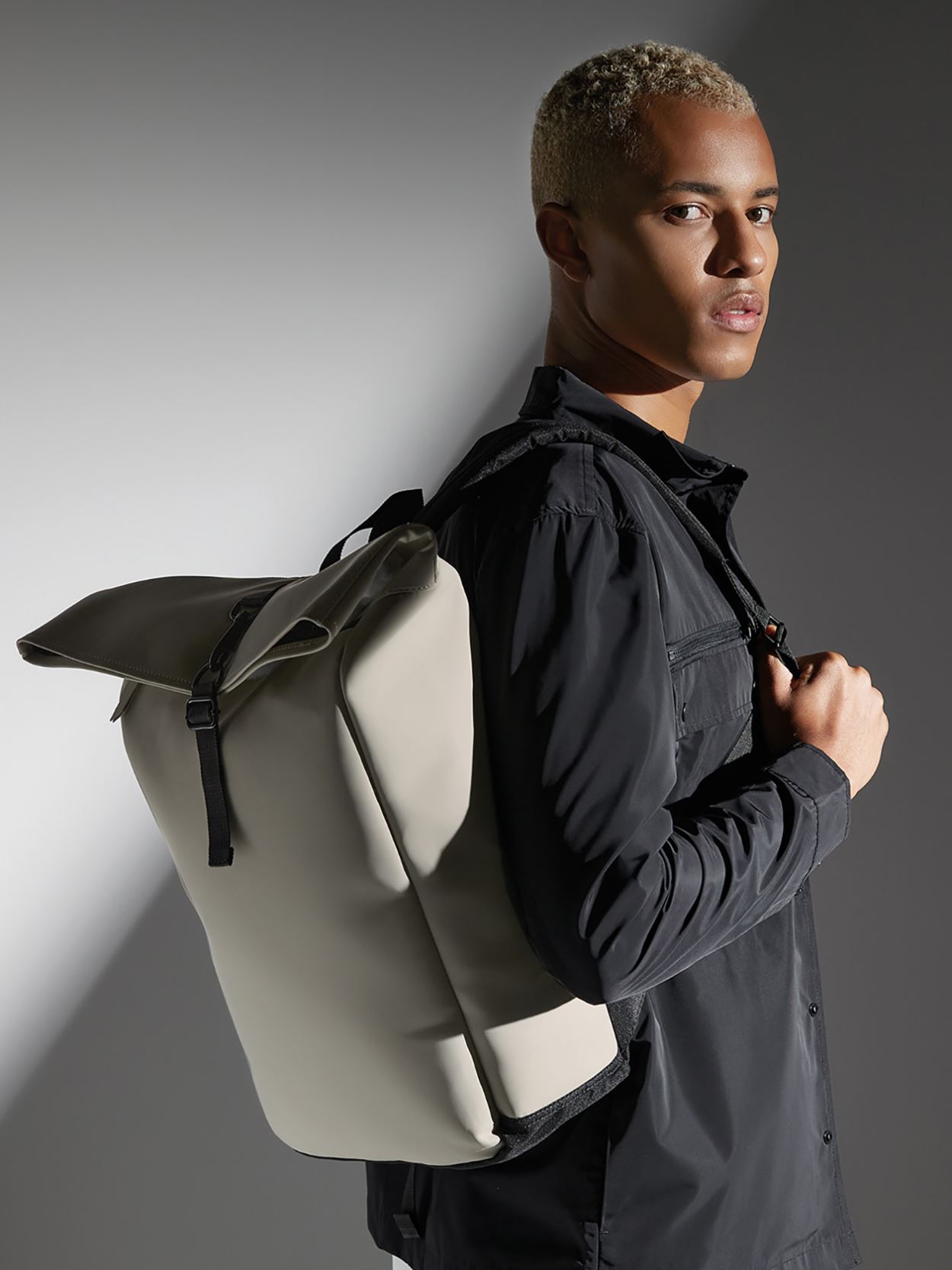 BG335 Matte PU Roll Top Backpack Image 1