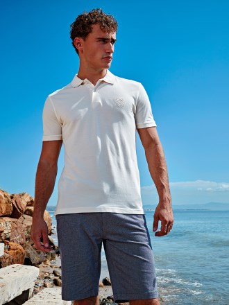 AQ017 Men's coastal vintage wash polo