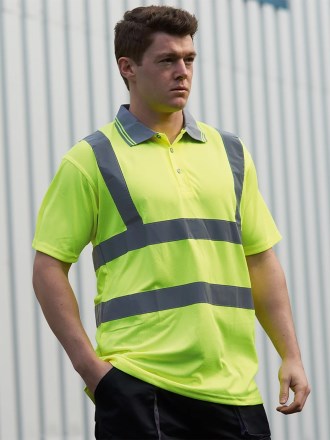 PW024 S477 Hi vis short sleeved polo