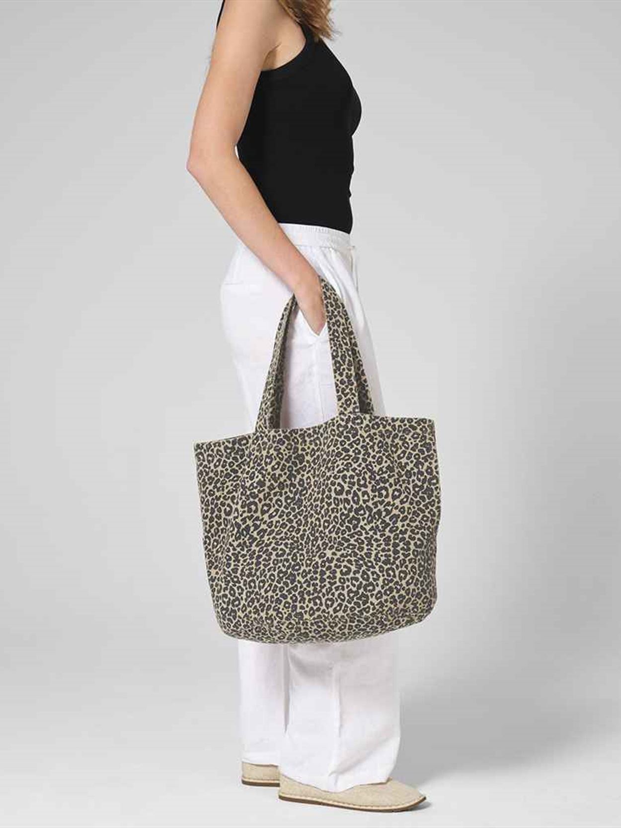 W335 Westford Mill Leopard Print Canvas Shopper Image 1