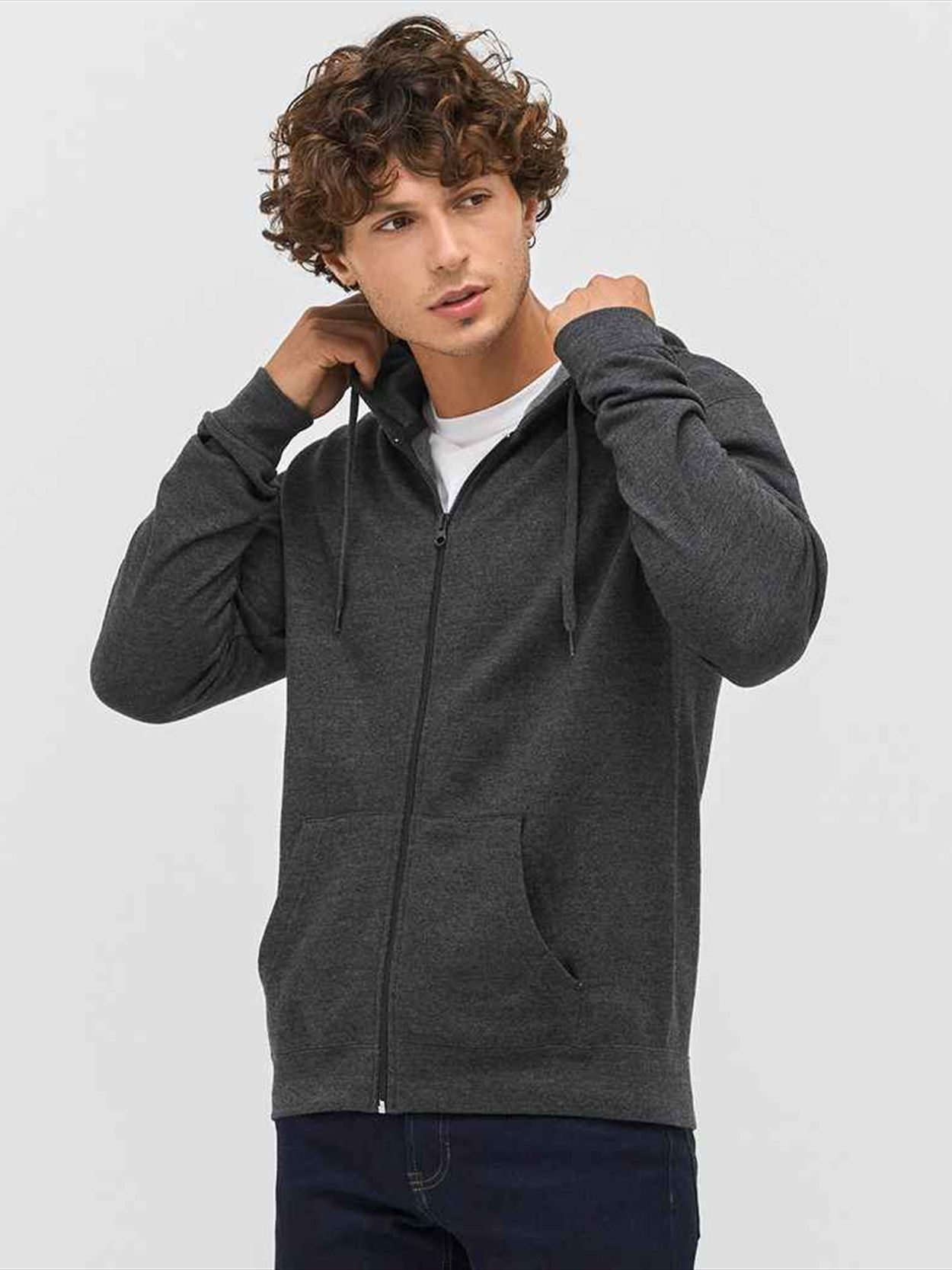 01714 Stone SOL'S Stone Zip Hooded Sweatshirt Image 1