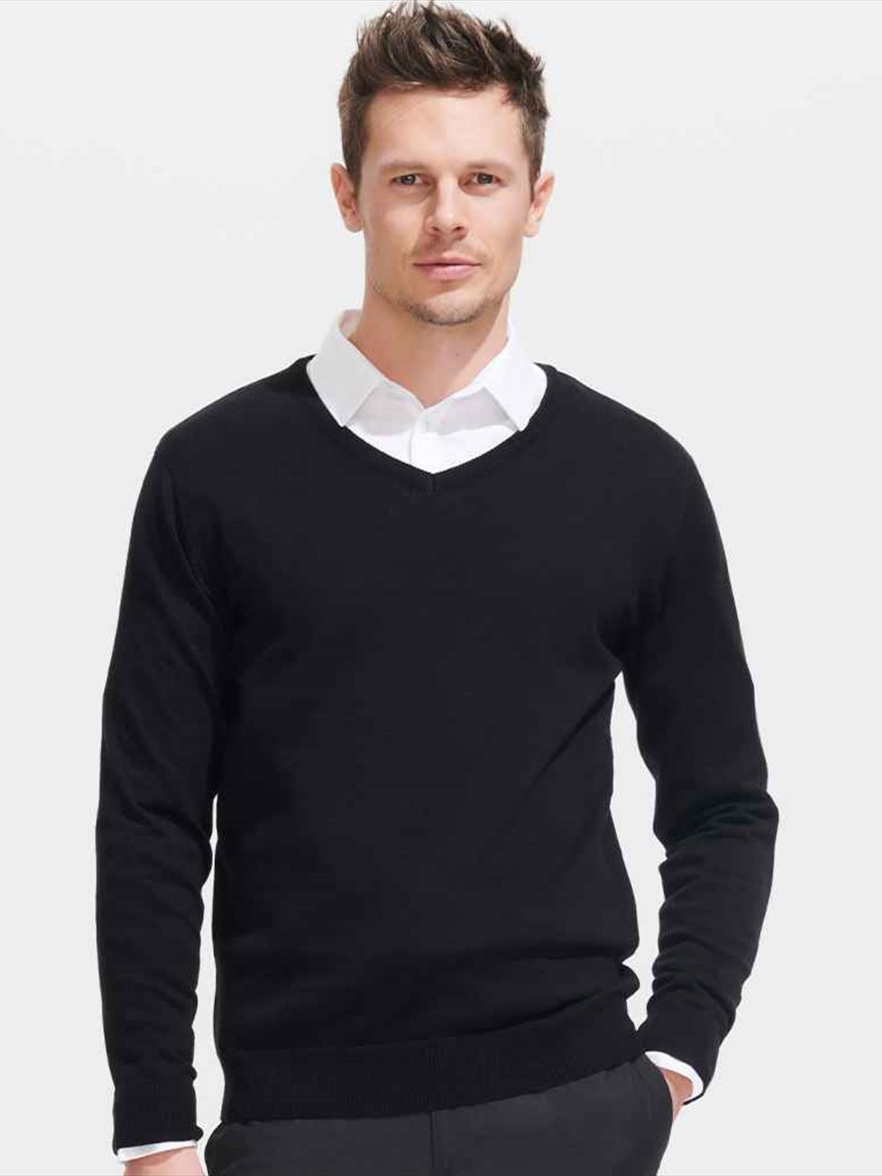 90000 Galaxy SOL'S Galaxy Cotton Acrylic V Neck Sweater Image 1