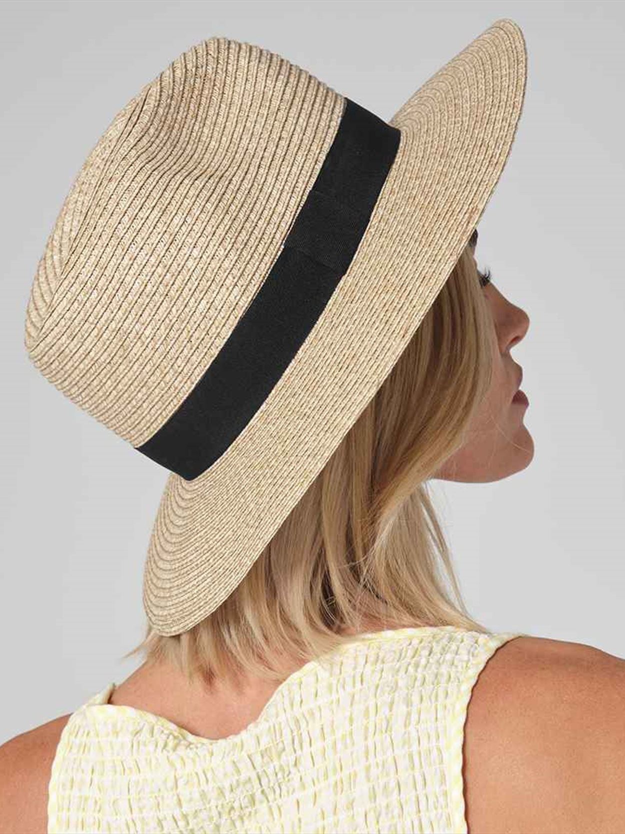 BB725 B725 Beechfield Straw Fedora Image 1