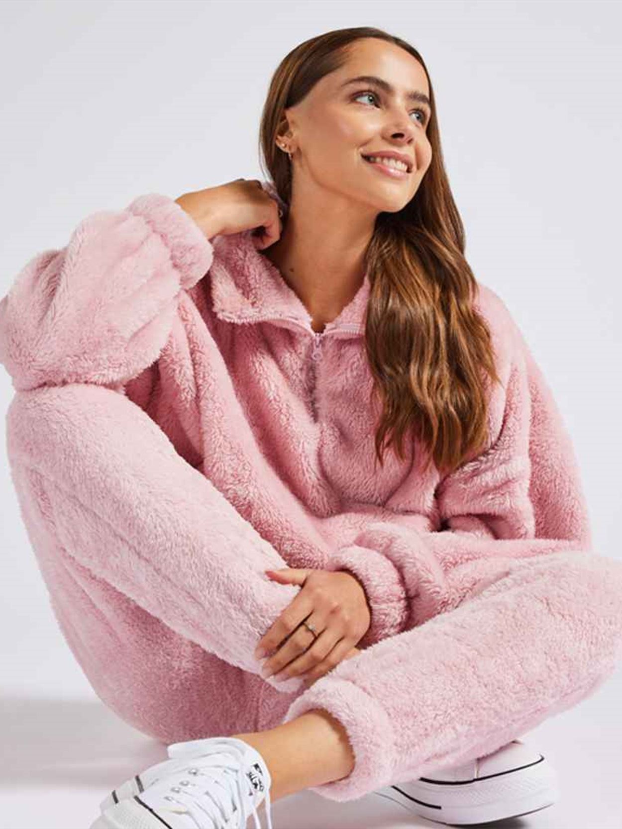 BH202 Brand Lab Ladies Fluffy 1/4 Zip Fleece Image 2