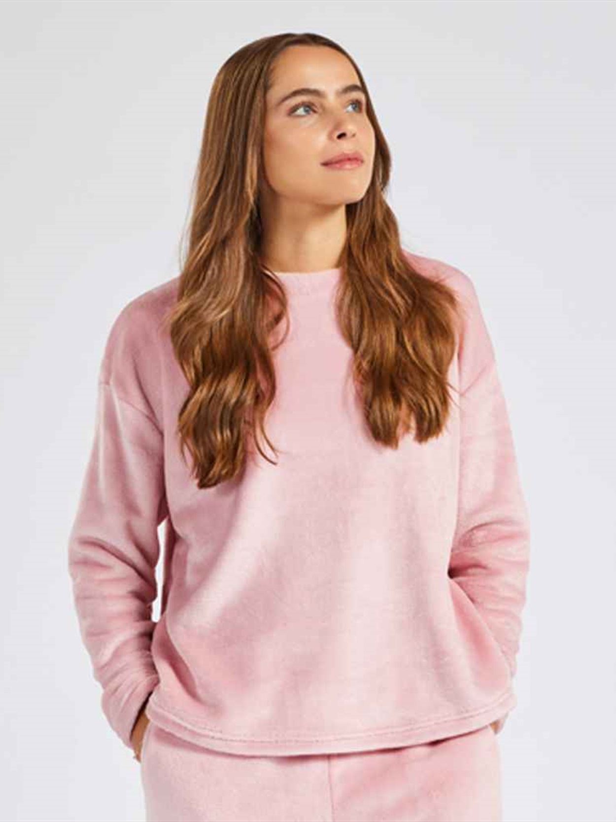 BH210 Brand Lab Ladies Plush Fleece Crew Neck Sweatshirt Image 2