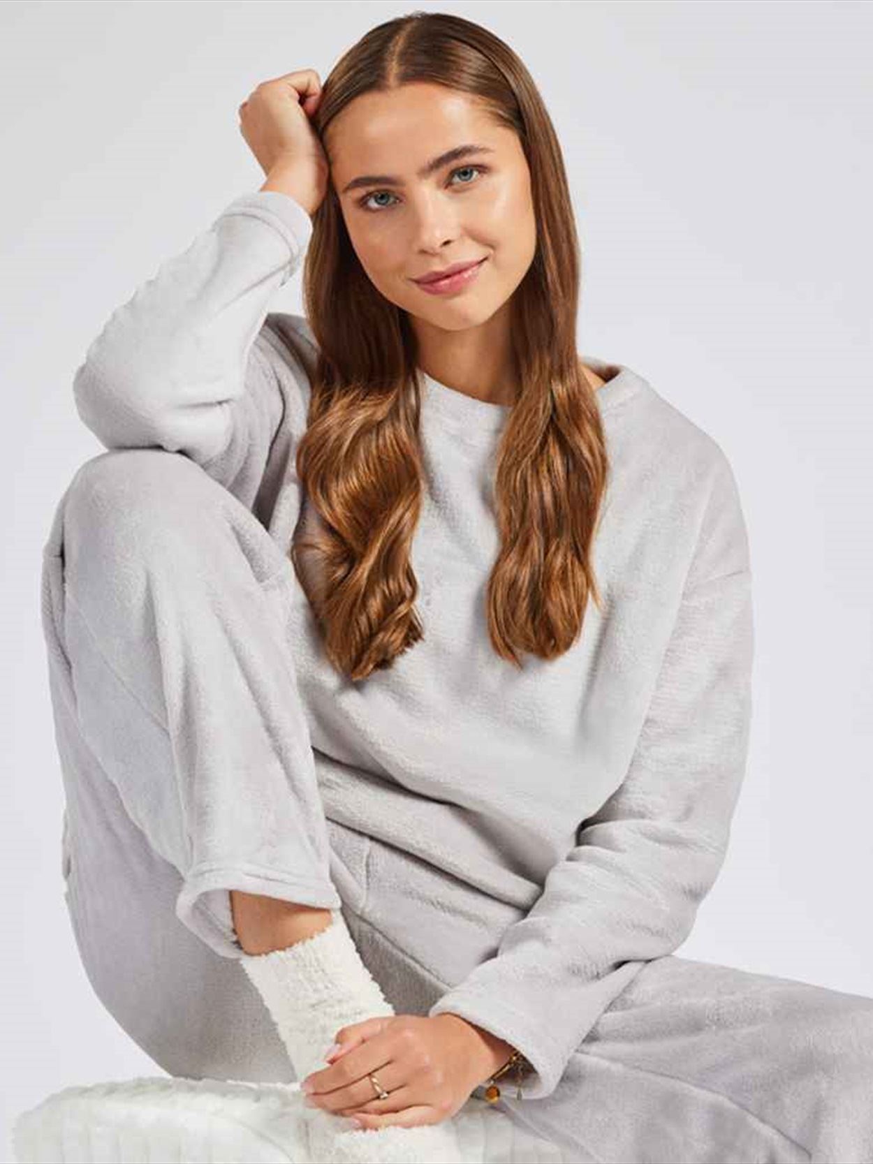 BH210 Brand Lab Ladies Plush Fleece Crew Neck Sweatshirt Image 1