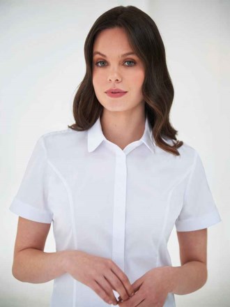 BK133 2269 Brook Taverner Ladies Soave Short Sleeve Poplin Shirt
