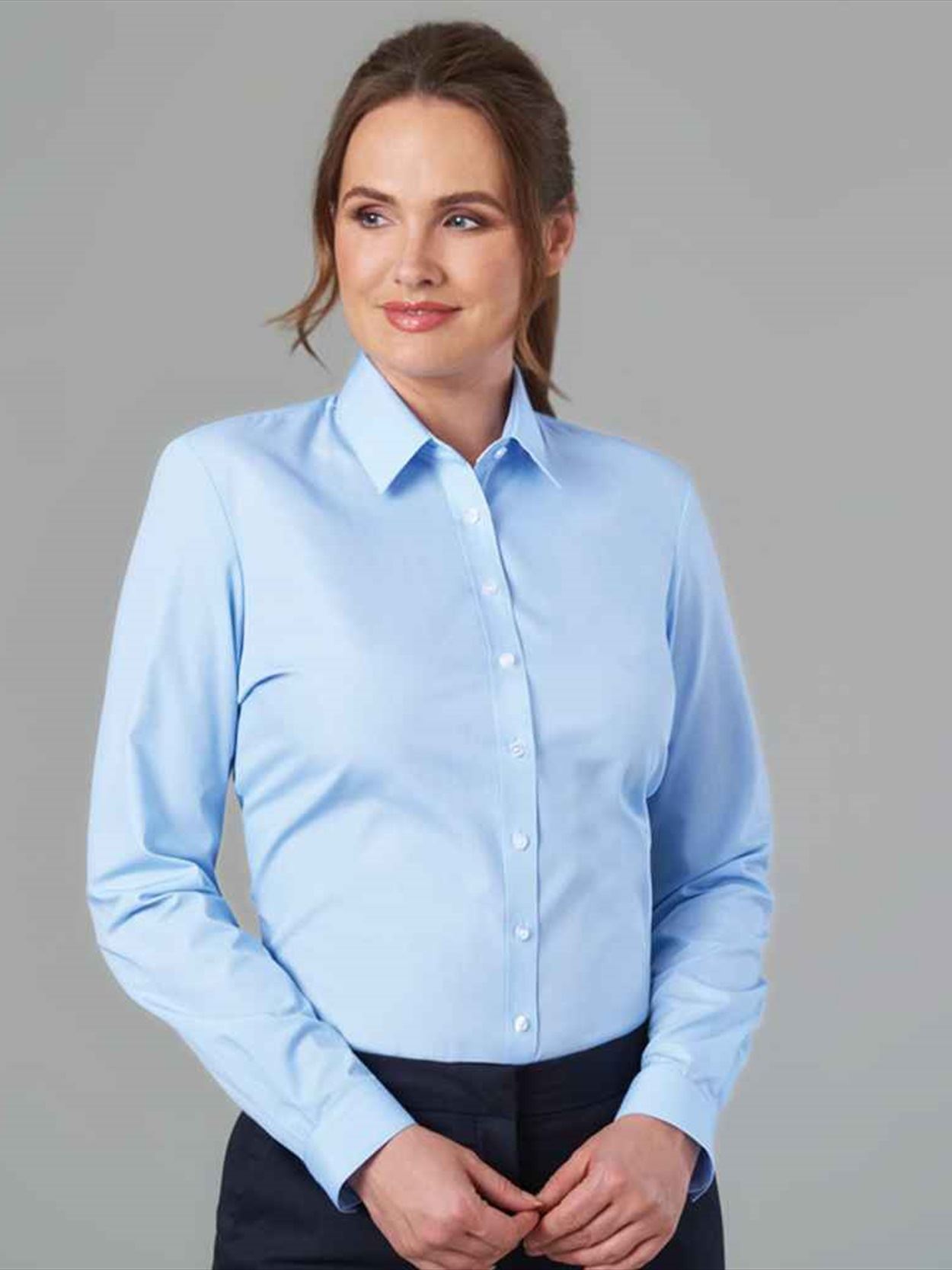 BK135 2270 Brook Taverner Ladies Selene Long Sleeve Poplin Shirt Image 2