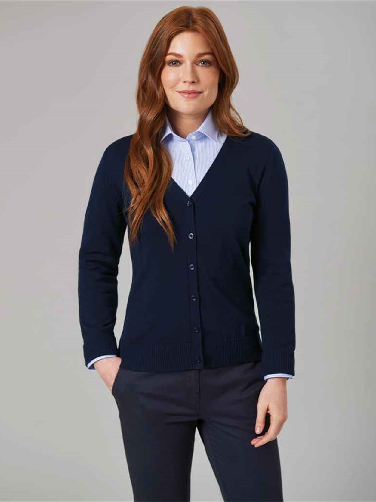 BK554 2309 Brook Taverner Ladies Augusta V Neck Cardigan Image 2