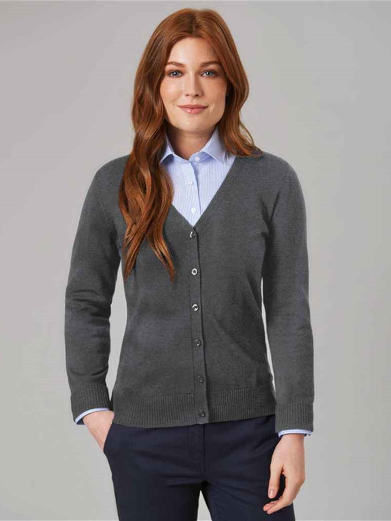 BK554 2309 Brook Taverner Ladies Augusta V Neck Cardigan Image 3
