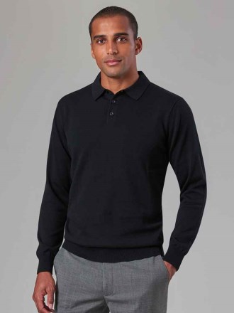 BK556 4219 Brook Taverner Casper Knitted Long Sleeve Polo Shirt