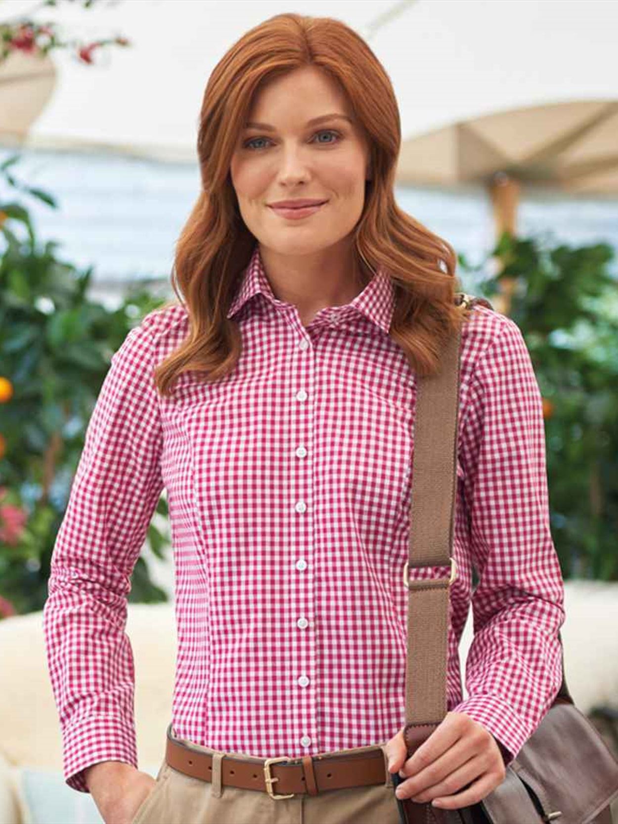 BK581 2321 Brook Taverner Ladies Kansas Gingham Long Sleeve Shirt Image 1