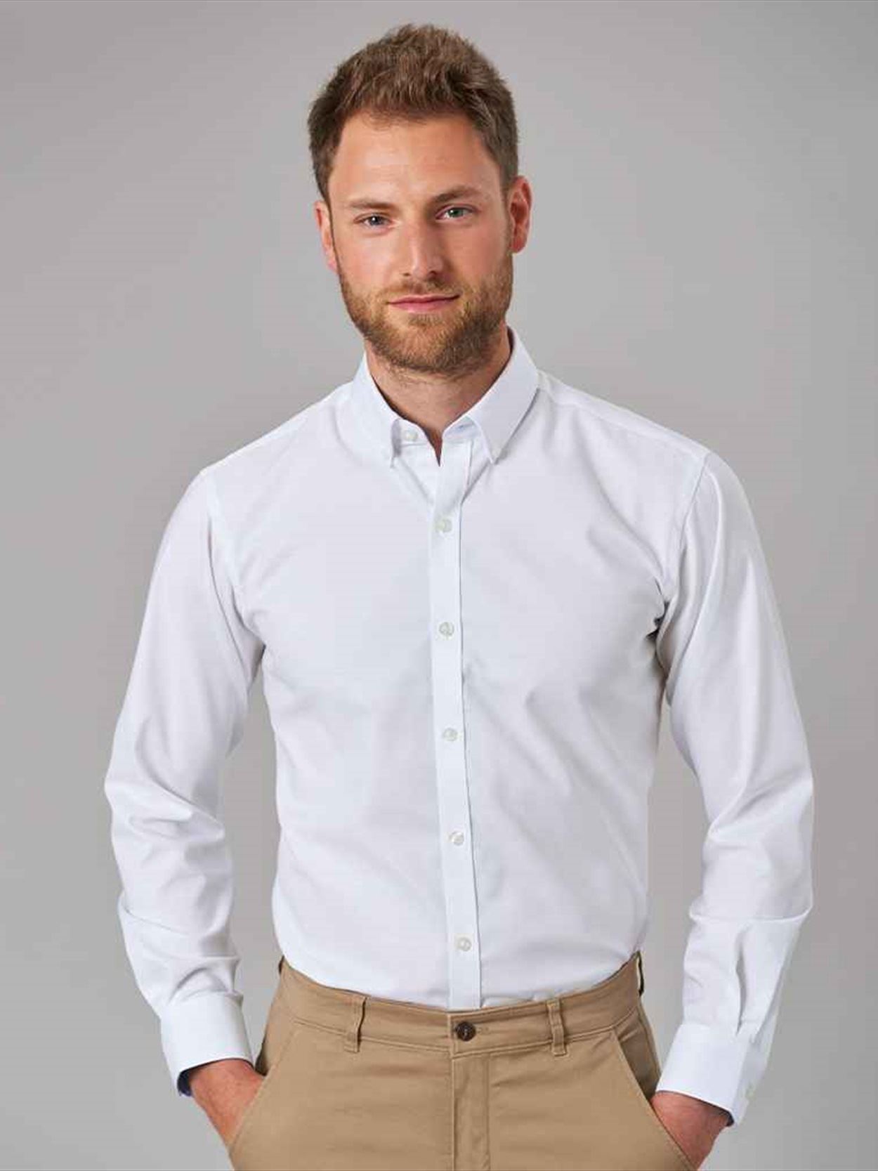 BK586 4052 Brook Taverner Lawrence Long Sleeve Stretch Oxford Shirt Image 1