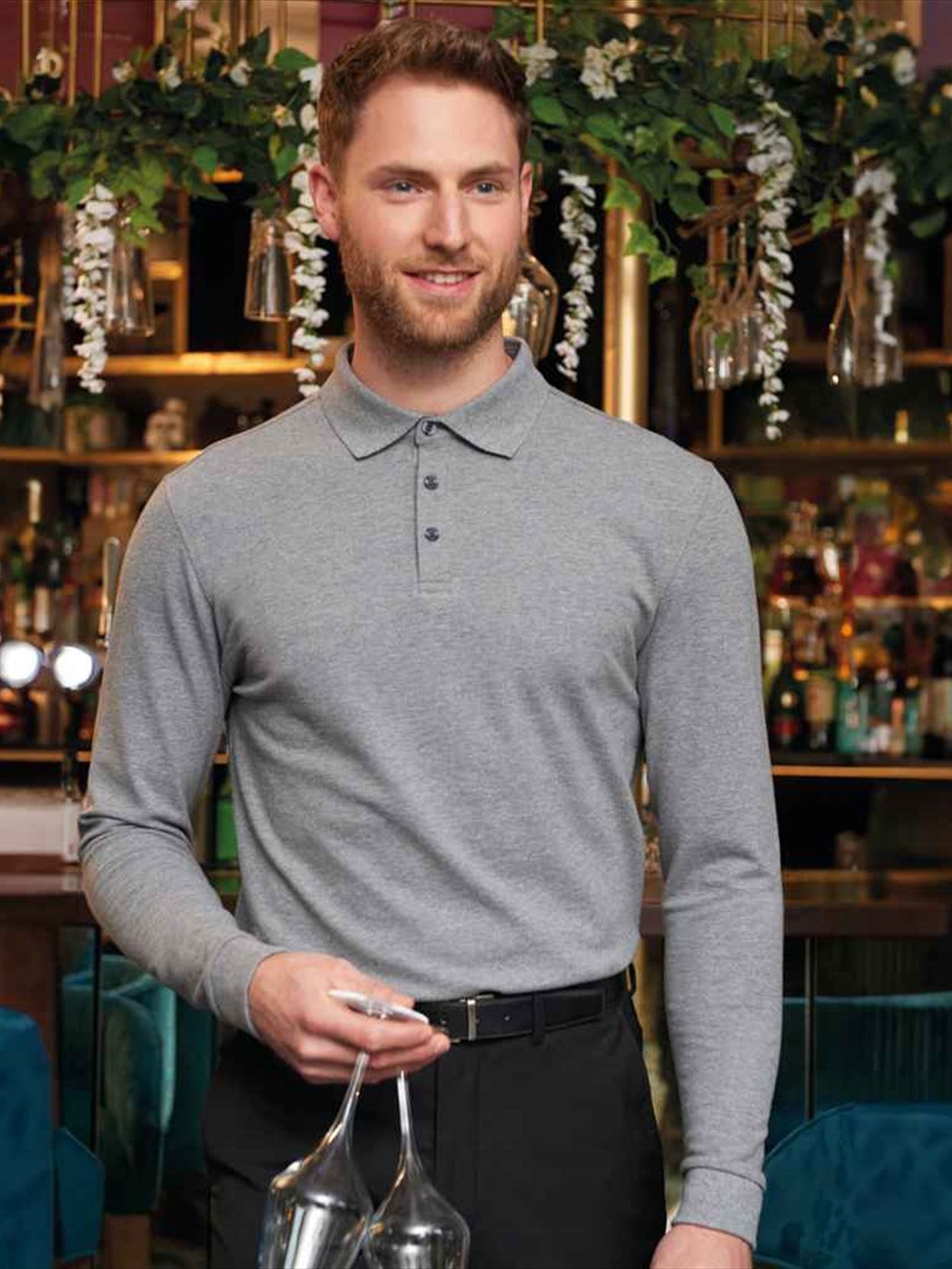 BK615 4222 Brook Taverner Frederick Long Sleeve Polo Shirt Image 2
