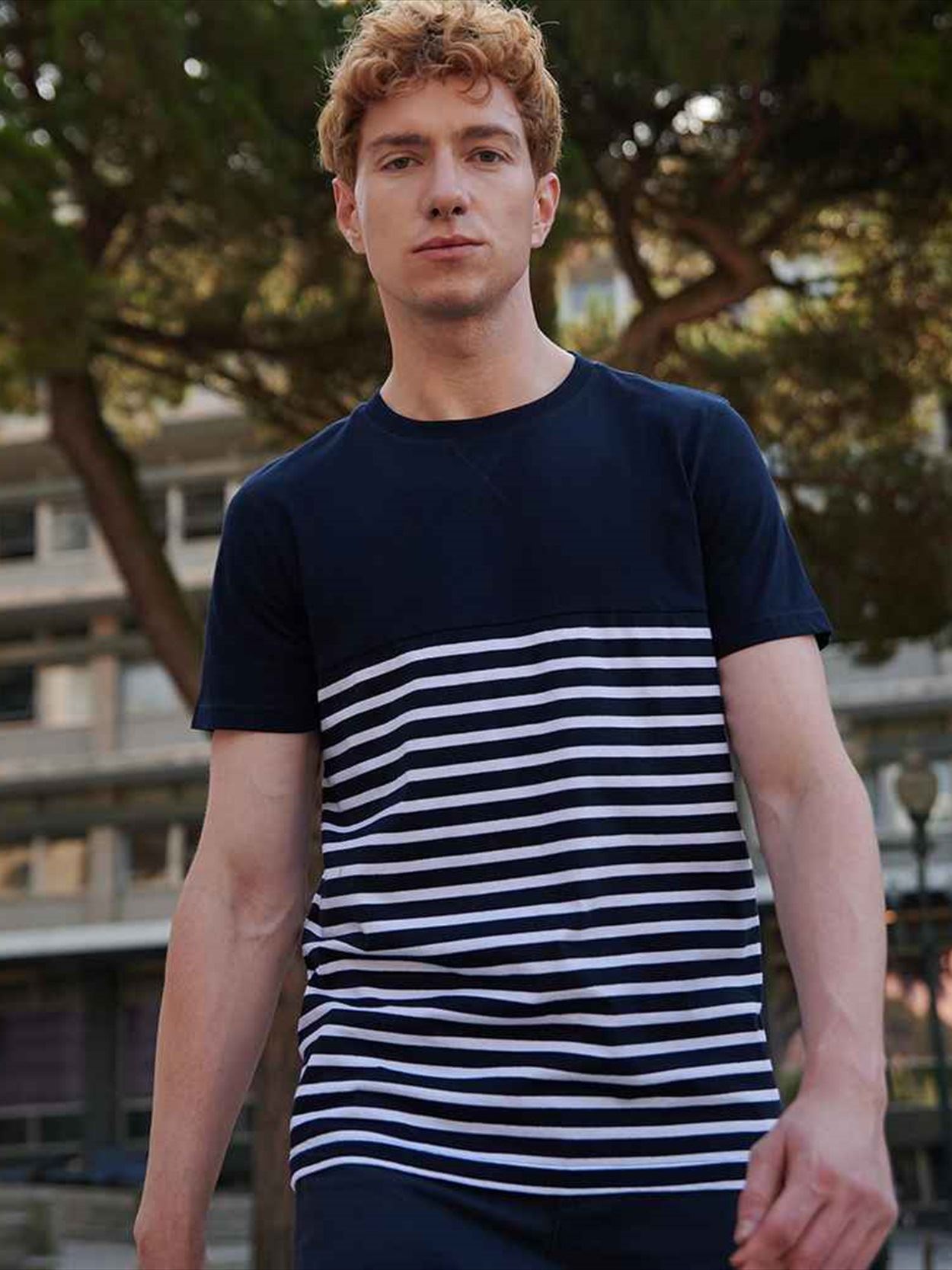FR135 Front Row Unisex Breton Striped T-Shirt Image 1