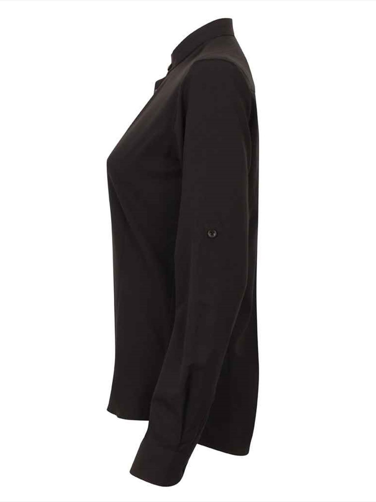 H593 Henbury Ladies Mandarin Roll Sleeve Anti-Bac Wicking Shirt Image 3