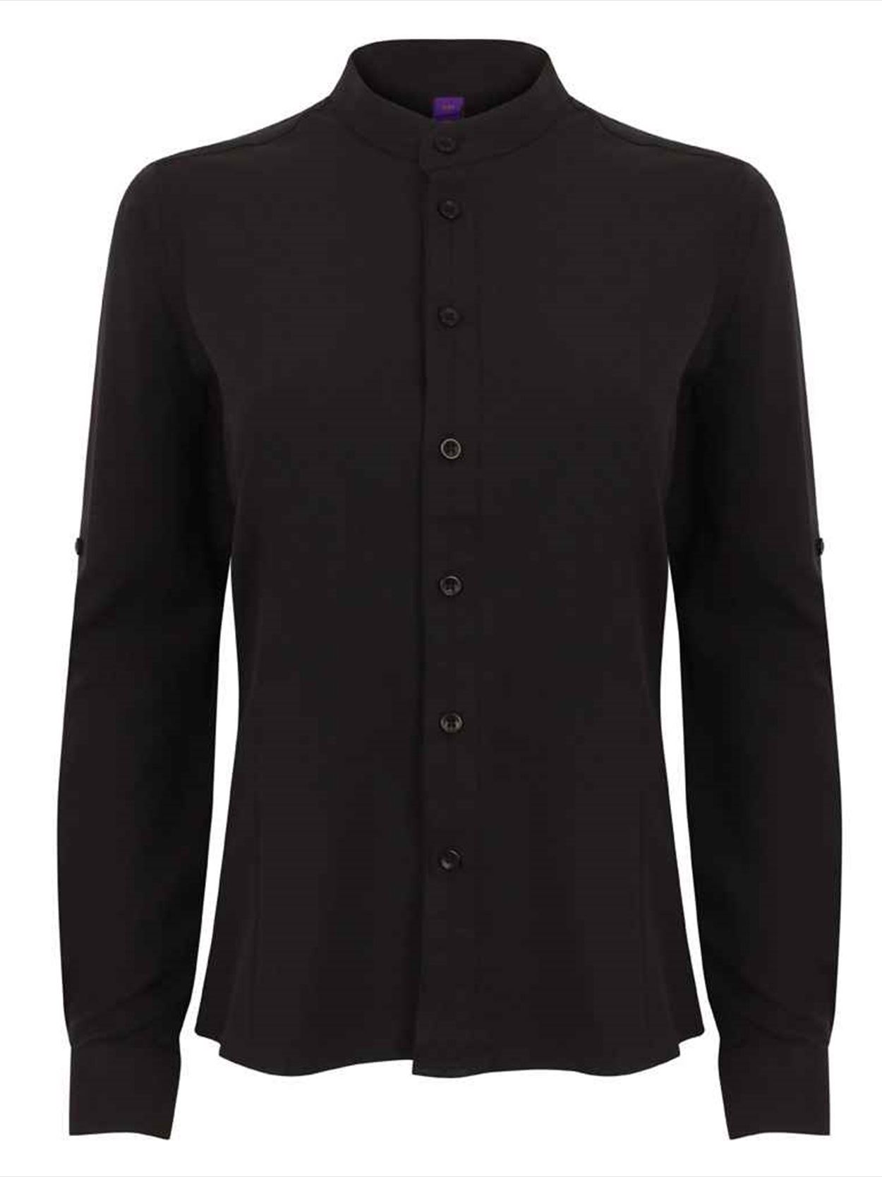 H593 Henbury Ladies Mandarin Roll Sleeve Anti-Bac Wicking Shirt Image 1