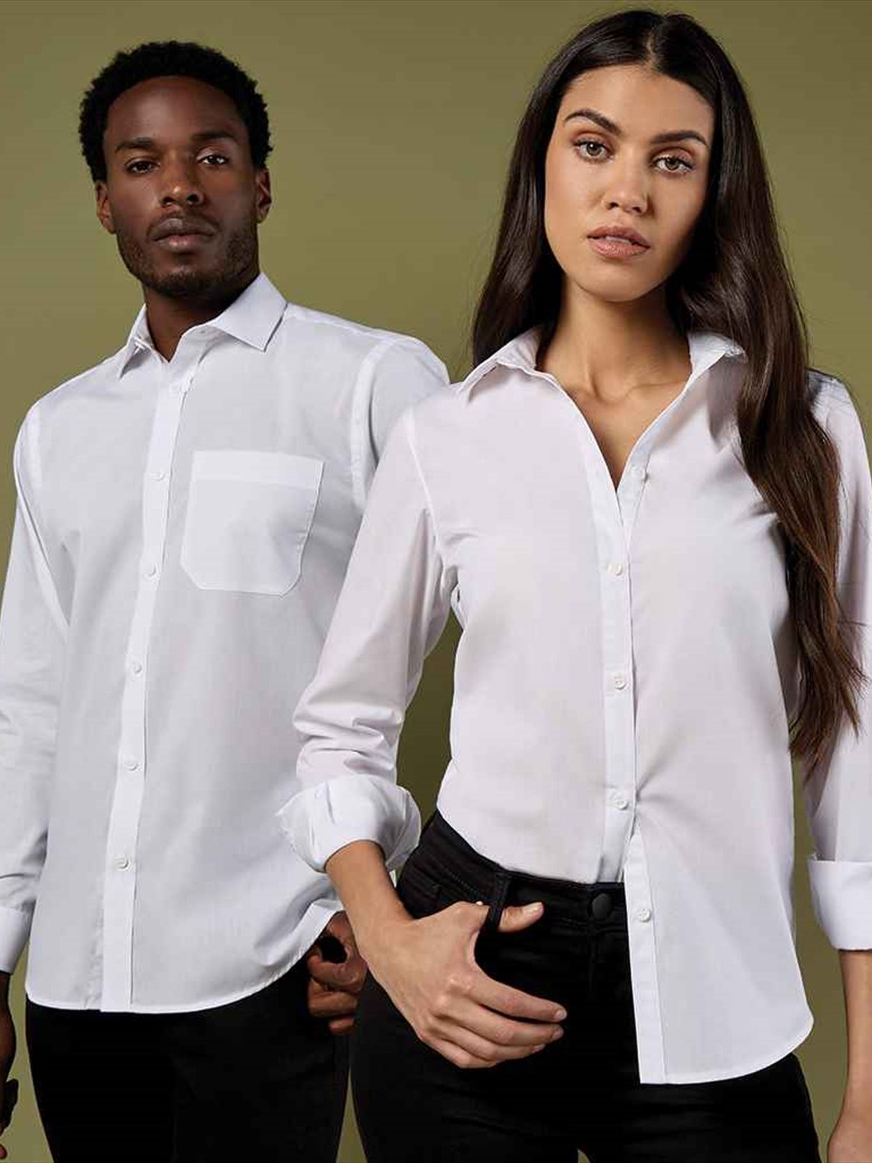 K142 KK142 Kustom Kit Long Sleeve Tailored Poplin Shirt Image 1